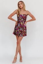 Flower Mini Dress Black