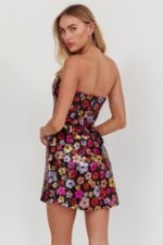 Flower Mini Dress Black